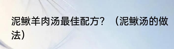 泥鳅羊肉汤最佳配方？（泥鳅汤的做法）
