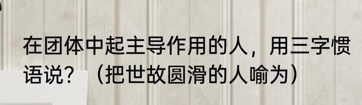 在团体中起主导作用的人，用三字惯语说？（把世故圆滑的人喻为）