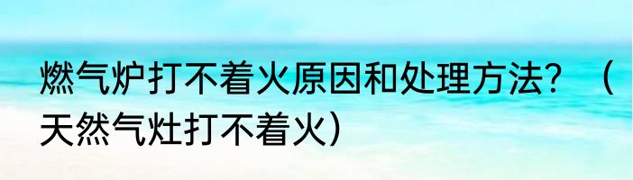 燃气炉打不着火原因和处理方法？（天然气灶打不着火）