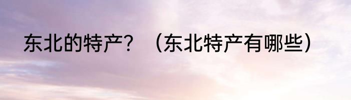 东北的特产？（东北特产有哪些）
