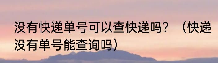 没有快递单号可以查快递吗？（快递没有单号能查询吗）