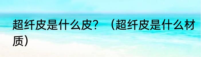 超纤皮是什么皮？（超纤皮是什么材质）