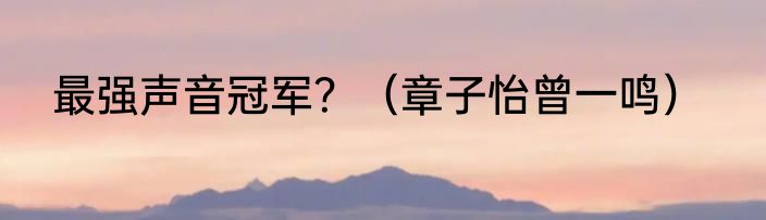 最强声音冠军？（章子怡曾一鸣）
