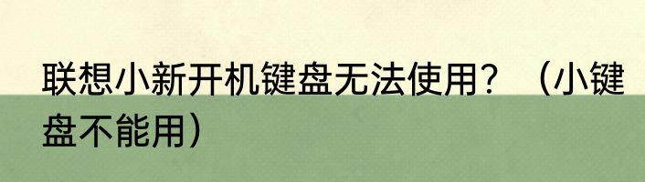 联想小新开机键盘无法使用？（小键盘不能用）