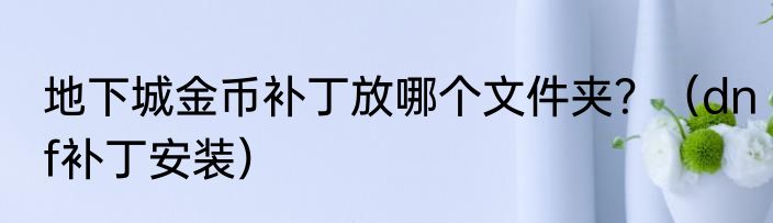 地下城金币补丁放哪个文件夹？（dnf补丁安装）