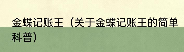 金蝶记账王（关于金蝶记账王的简单科普）