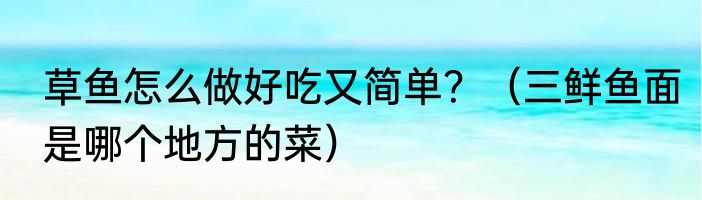 草鱼怎么做好吃又简单？（三鲜鱼面是哪个地方的菜）