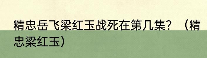 精忠岳飞梁红玉战死在第几集？（精忠梁红玉）