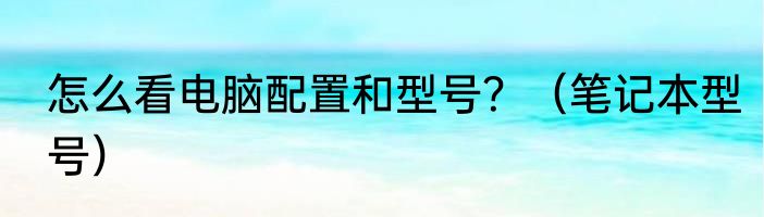 怎么看电脑配置和型号？（笔记本型号）