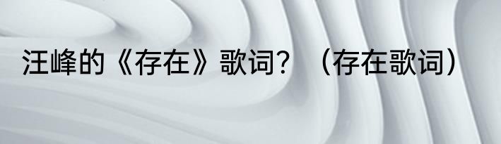汪峰的《存在》歌词？（存在歌词）