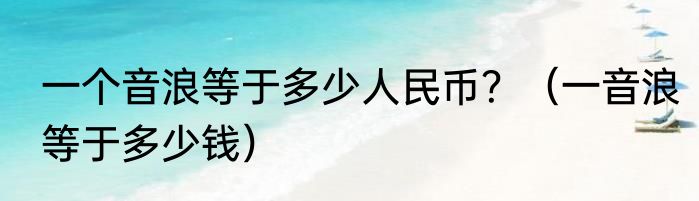 一个音浪等于多少人民币？（一音浪等于多少钱）