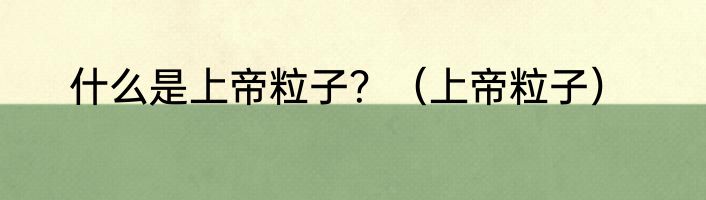 什么是上帝粒子？（上帝粒子）
