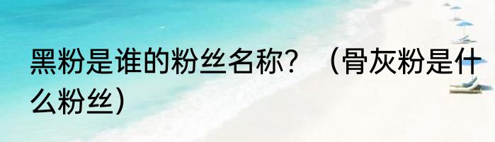 黑粉是谁的粉丝名称？（骨灰粉是什么粉丝）