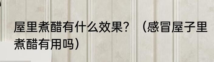 屋里煮醋有什么效果？（感冒屋子里煮醋有用吗）