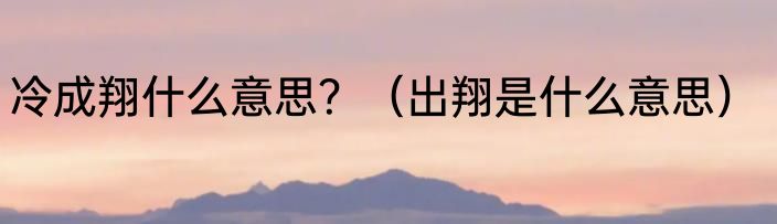 冷成翔什么意思？（出翔是什么意思）