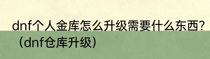dnf个人金库怎么升级需要什么东西？（dnf仓库升级）