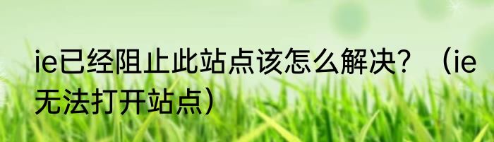 ie已经阻止此站点该怎么解决？（ie无法打开站点）