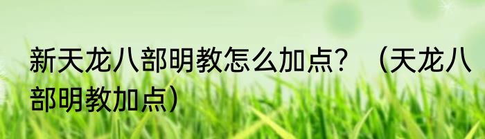 新天龙八部明教怎么加点？（天龙八部明教加点）