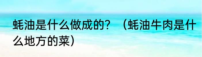 蚝油是什么做成的？（蚝油牛肉是什么地方的菜）