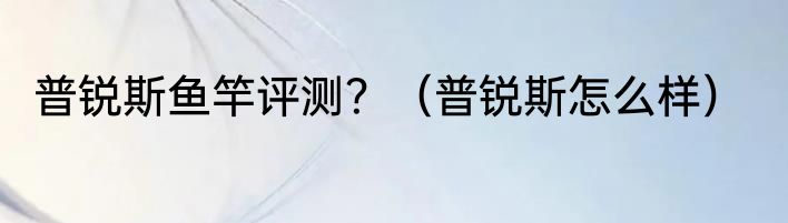普锐斯鱼竿评测？（普锐斯怎么样）