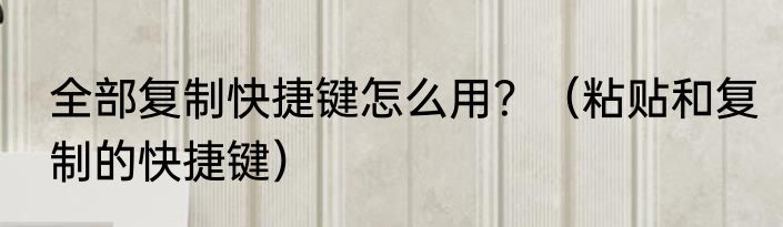 全部复制快捷键怎么用？（粘贴和复制的快捷键）