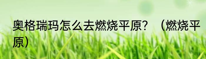 奥格瑞玛怎么去燃烧平原？（燃烧平原）