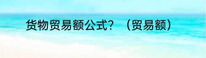 货物贸易额公式？（贸易额）