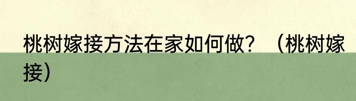 桃树嫁接方法在家如何做？（桃树嫁接）