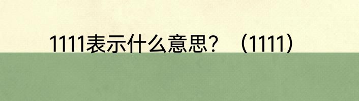 1111表示什么意思？（1111）