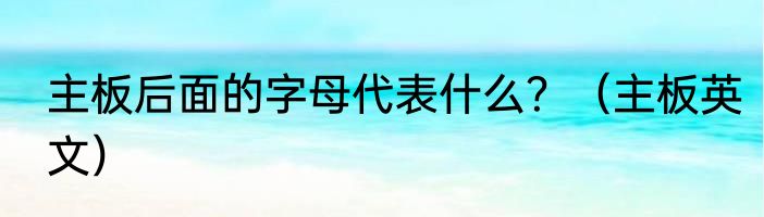 主板后面的字母代表什么？（主板英文）