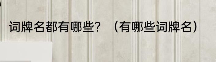 词牌名都有哪些？（有哪些词牌名）
