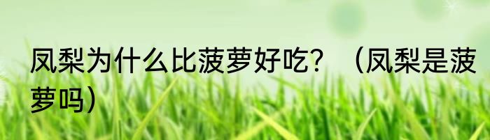 凤梨为什么比菠萝好吃？（凤梨是菠萝吗）