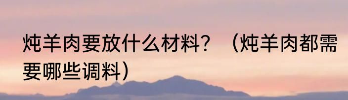 炖羊肉要放什么材料？（炖羊肉都需要哪些调料）