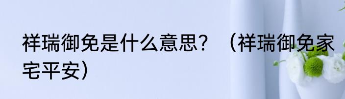 祥瑞御免是什么意思？（祥瑞御免家宅平安）