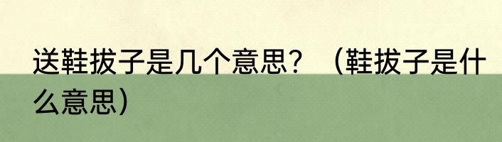 送鞋拔子是几个意思？（鞋拔子是什么意思）