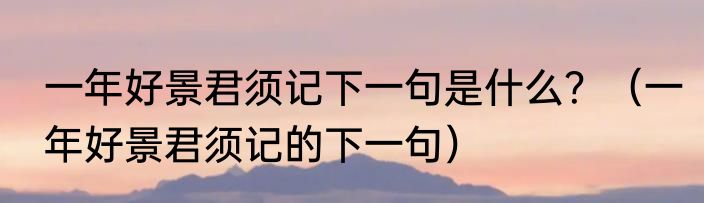一年好景君须记下一句是什么？（一年好景君须记的下一句）