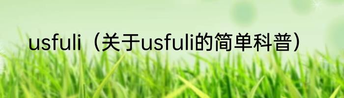 usfuli（关于usfuli的简单科普）
