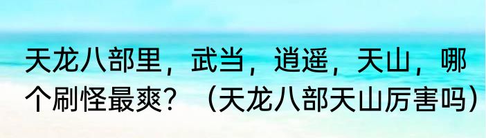 天龙八部里，武当，逍遥，天山，哪个刷怪最爽？（天龙八部天山厉害吗）