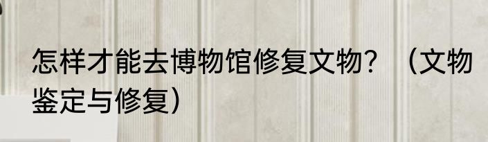 怎样才能去博物馆修复文物？（文物鉴定与修复）