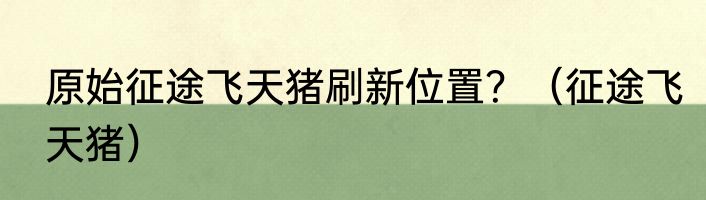 原始征途飞天猪刷新位置？（征途飞天猪）