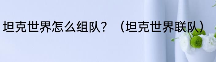 坦克世界怎么组队？（坦克世界联队）