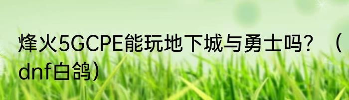 烽火5GCPE能玩地下城与勇士吗？（dnf白鸽）