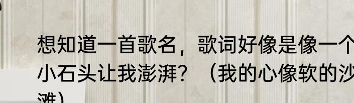 想知道一首歌名，歌词好像是像一个小石头让我澎湃？（我的心像软的沙滩）
