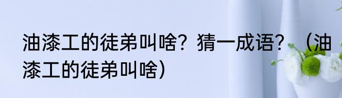 油漆工的徒弟叫啥？猜一成语？（油漆工的徒弟叫啥）