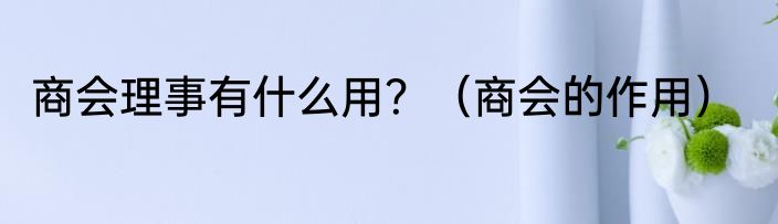 商会理事有什么用？（商会的作用）