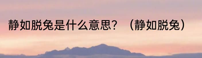 静如脱兔是什么意思？（静如脱兔）