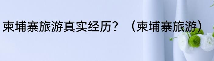 柬埔寨旅游真实经历？（柬埔寨旅游）