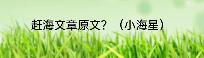 赶海文章原文？（小海星）