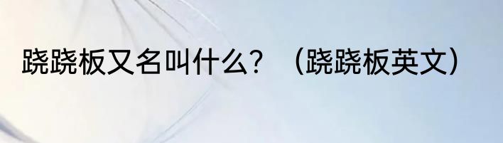 跷跷板又名叫什么？（跷跷板英文）