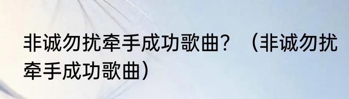 非诚勿扰牵手成功歌曲？（非诚勿扰牵手成功歌曲）